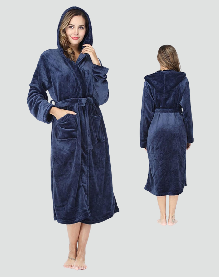 Zachte Vrouwen Badjas van Fleece met Capuchon
