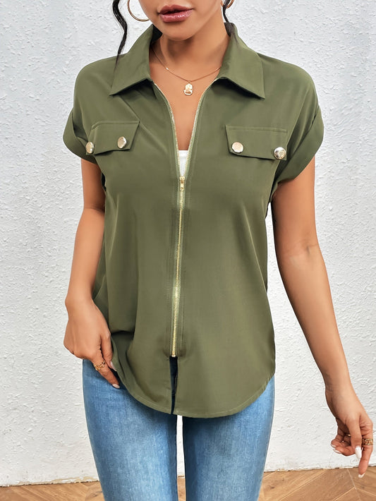 Baley | Utility-Style Blouse Met Ritssluiting