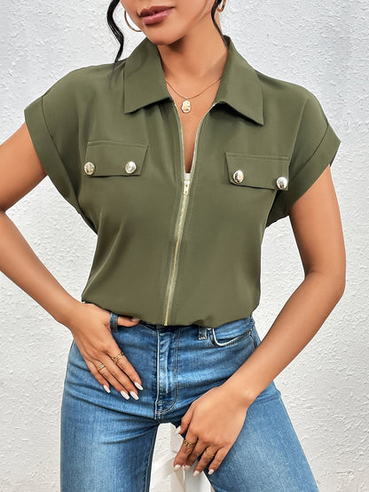 Baley | Utility-Style Blouse Met Ritssluiting