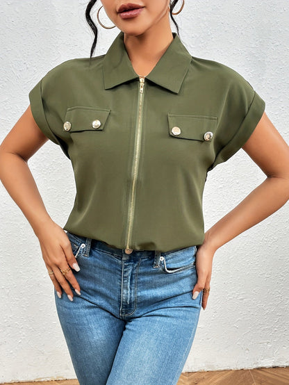 Baley | Utility-Style Blouse Met Ritssluiting