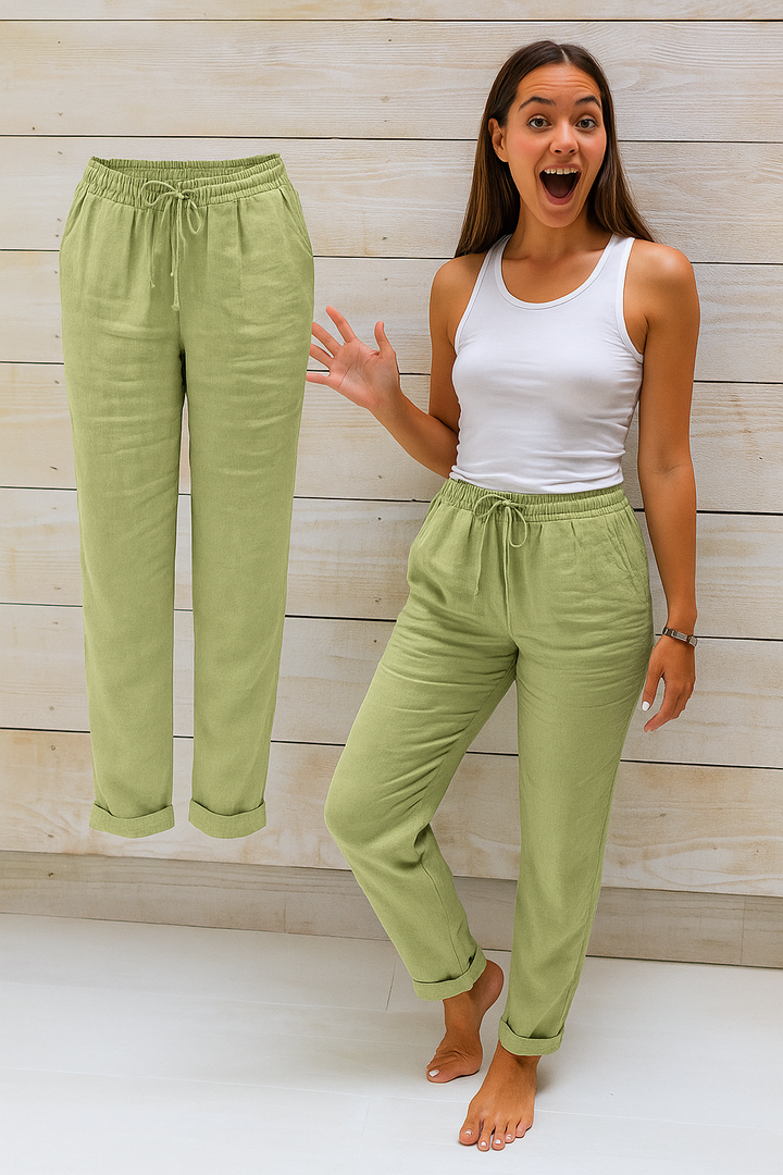Pantalon Décontracté pour Femme avec Taille Élastique et Cordon