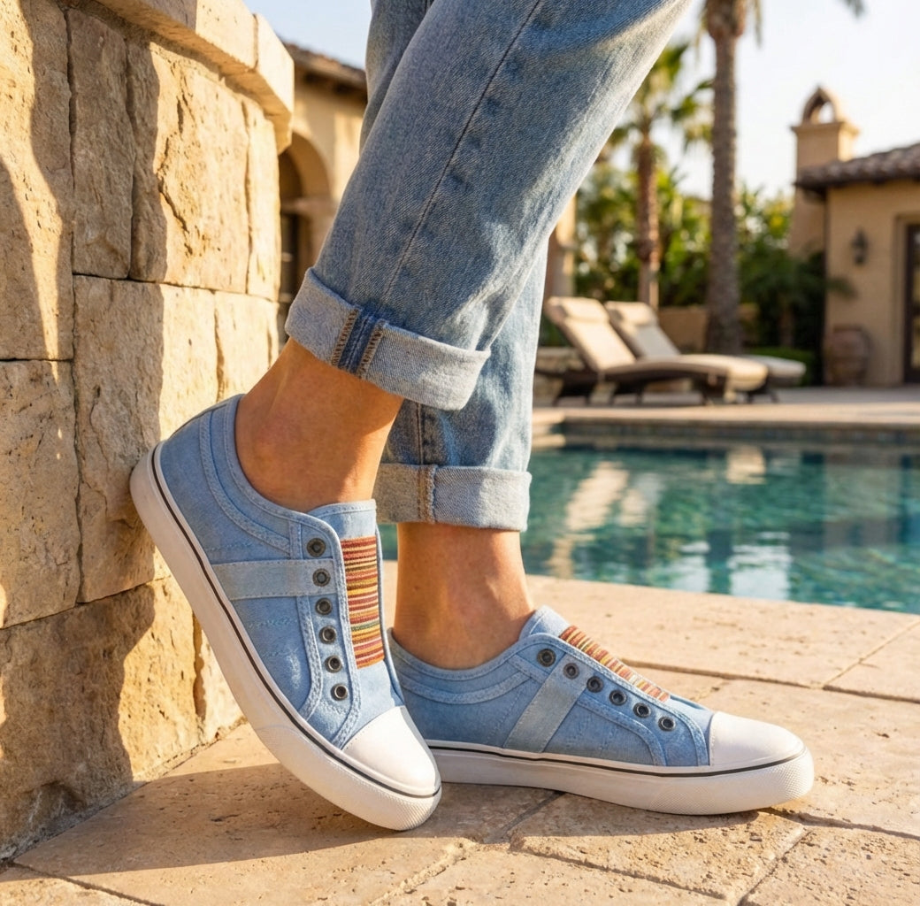 Casual Women's Slip-On Sneakers With Elastic Band And Slip-On Style