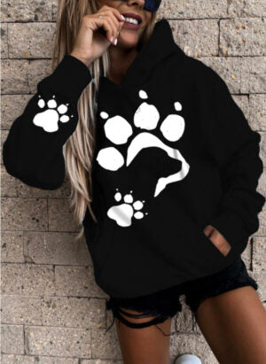 Zachte Oversized Dames Hoodie met Pootafdruk Print