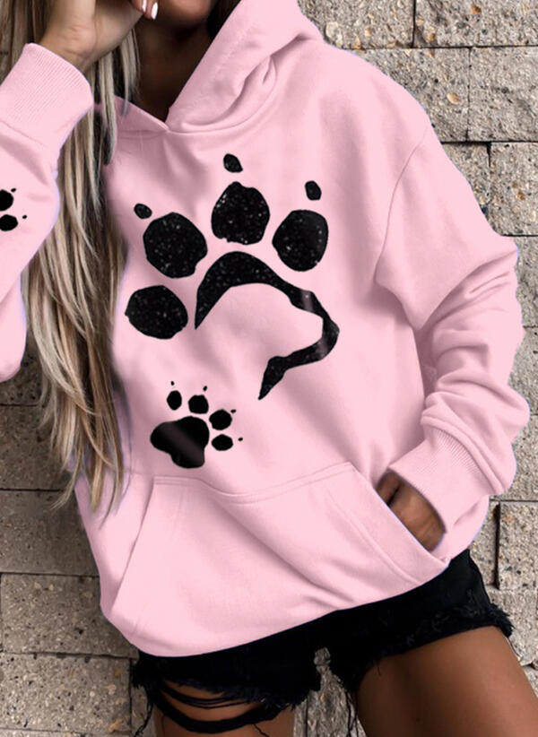 Zachte Oversized Dames Hoodie met Pootafdruk Print