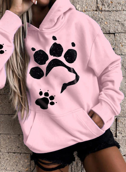 Zachte Oversized Dames Hoodie met Pootafdruk Print
