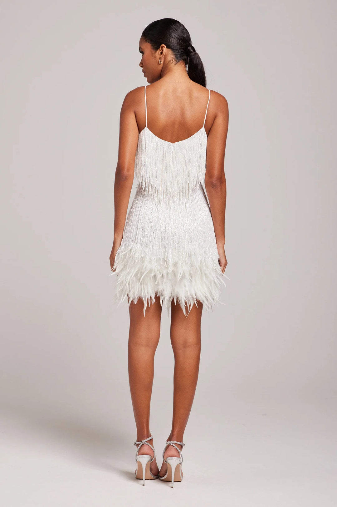 Stylish Party Mini Dress With Sequins And Fringe For Women