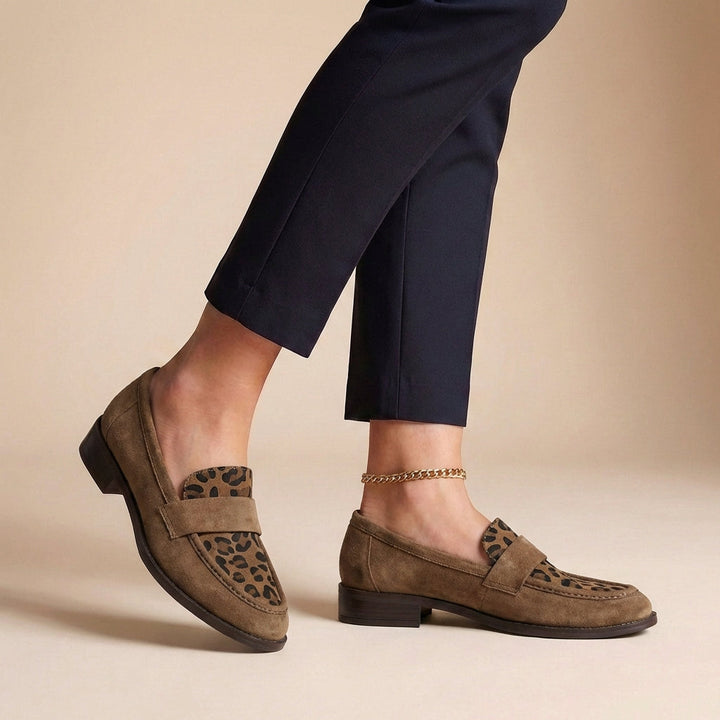 Orthopedic Women's Chunky Sole Loafers With Leopard Print
