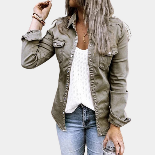 Comfortabele dames blouse met stoere utility details