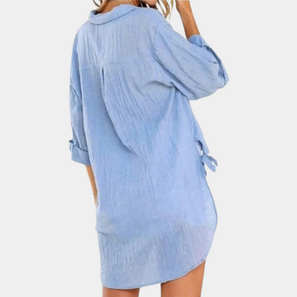 Rachele | Nonchalante Blouse met Zijsplit en Strikdetail