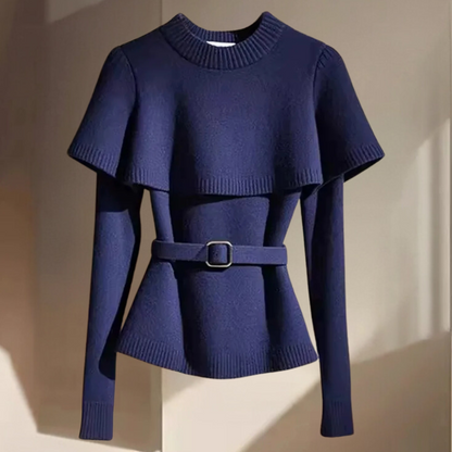 Leontine | Gebreide Cape-Trui met Tailleceintuur
