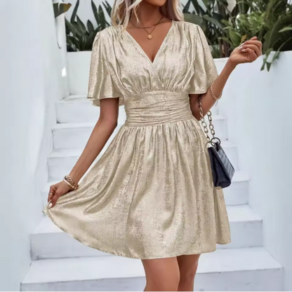 Daphne | Goudkleurige Elegante Mini Jurk