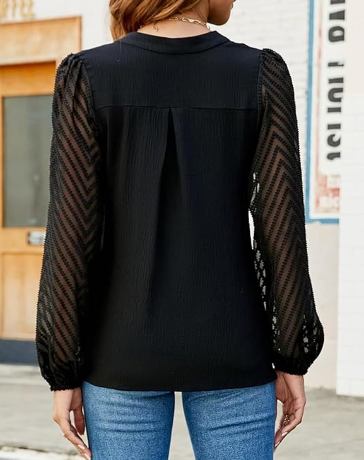 Stijlvolle Dames Blouse met V-Hals en Lange Mouwen