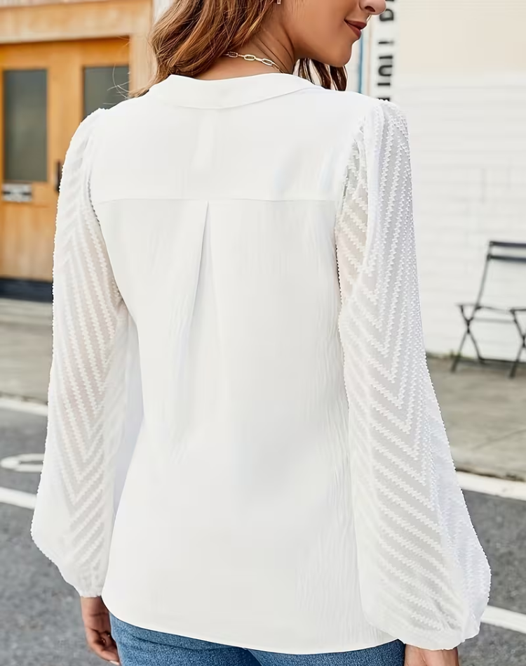 Stijlvolle Dames Blouse met V-Hals en Lange Mouwen