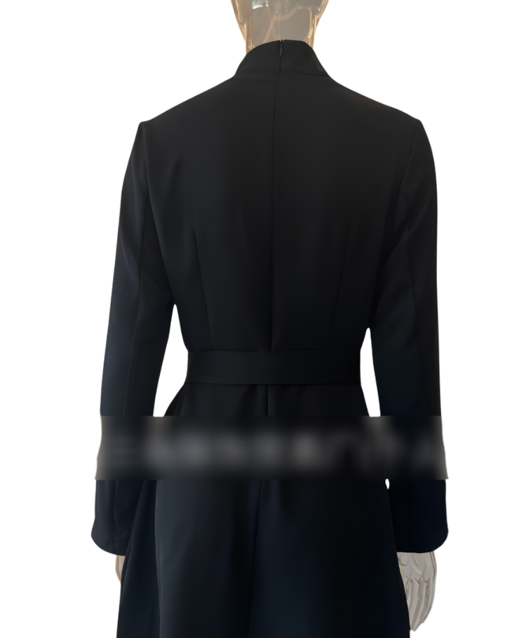 A-lijn Elegante Midi Jurk met Col en Tailleceintuur voor Dames