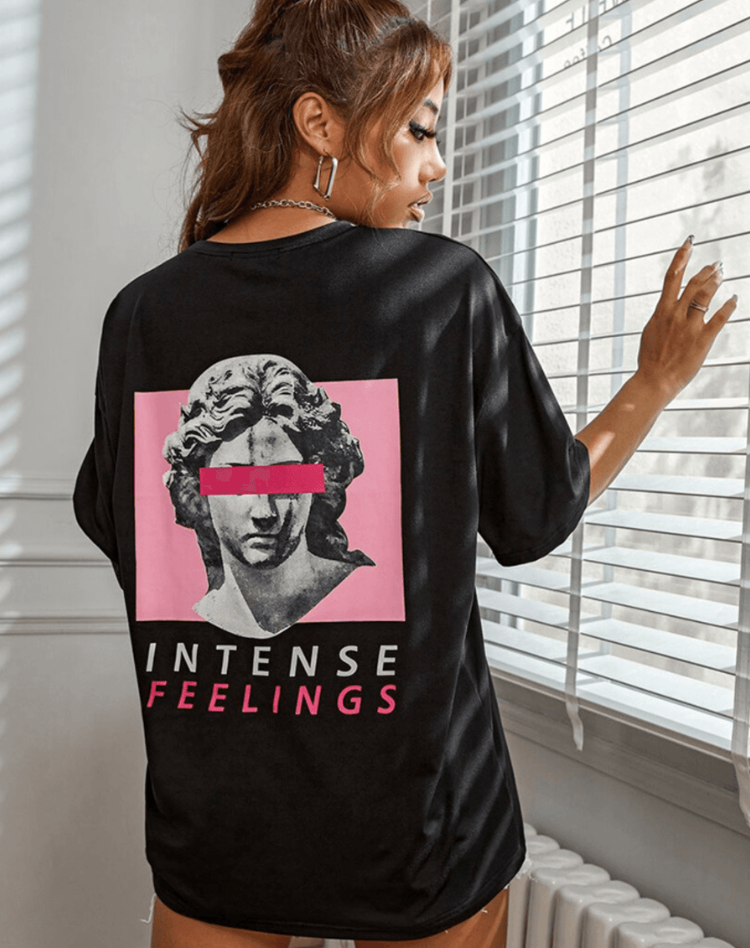 Casual koszulka z podwójnym wzorem i okrągłym dekoltem dla kobiet