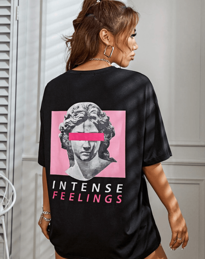 Casual koszulka z podwójnym wzorem i okrągłym dekoltem dla kobiet