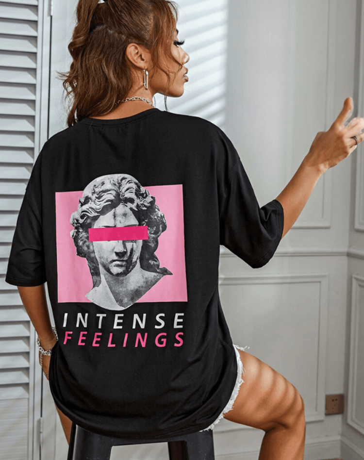 Casual koszulka z podwójnym wzorem i okrągłym dekoltem dla kobiet