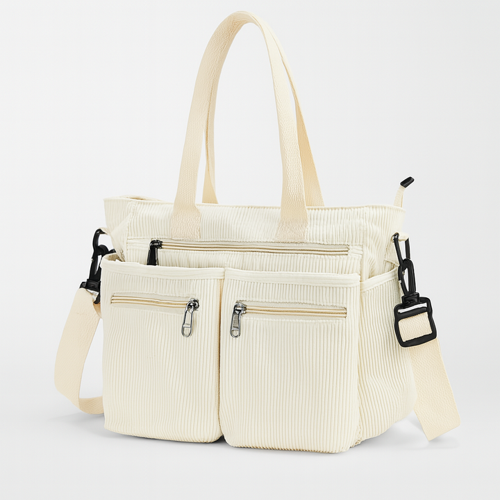 Trendy Ribfluweel Dames Schoudertas met Meerdere Vakken
