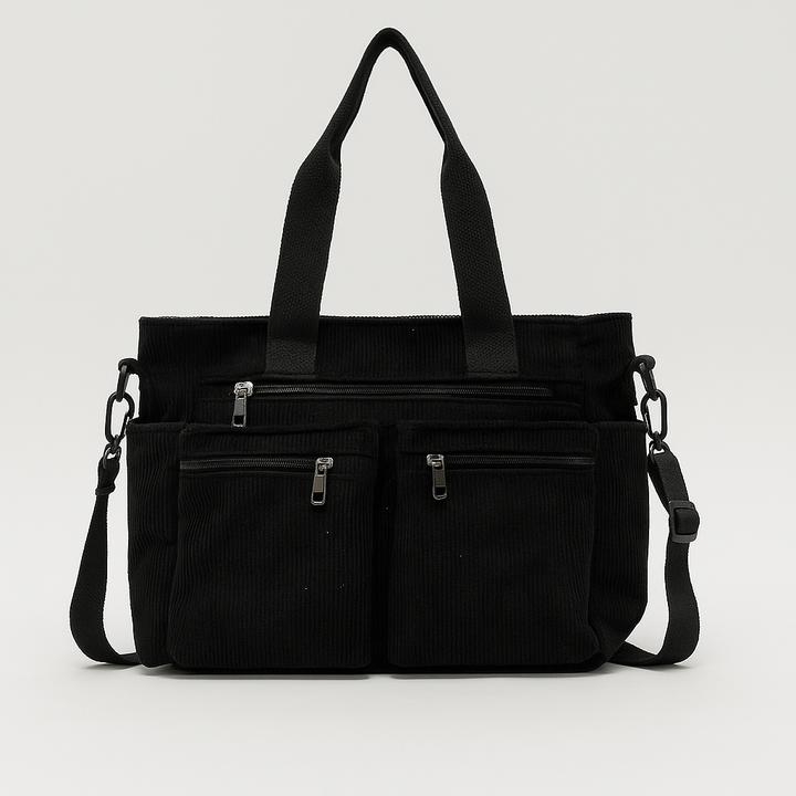 Trendy Ribfluweel Dames Schoudertas met Meerdere Vakken