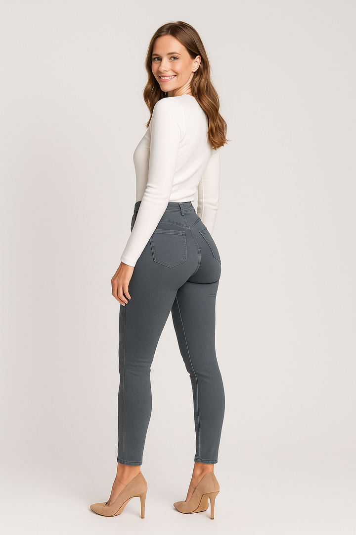 Stretch Women's Jeans with High Waist and Push-Up Fit