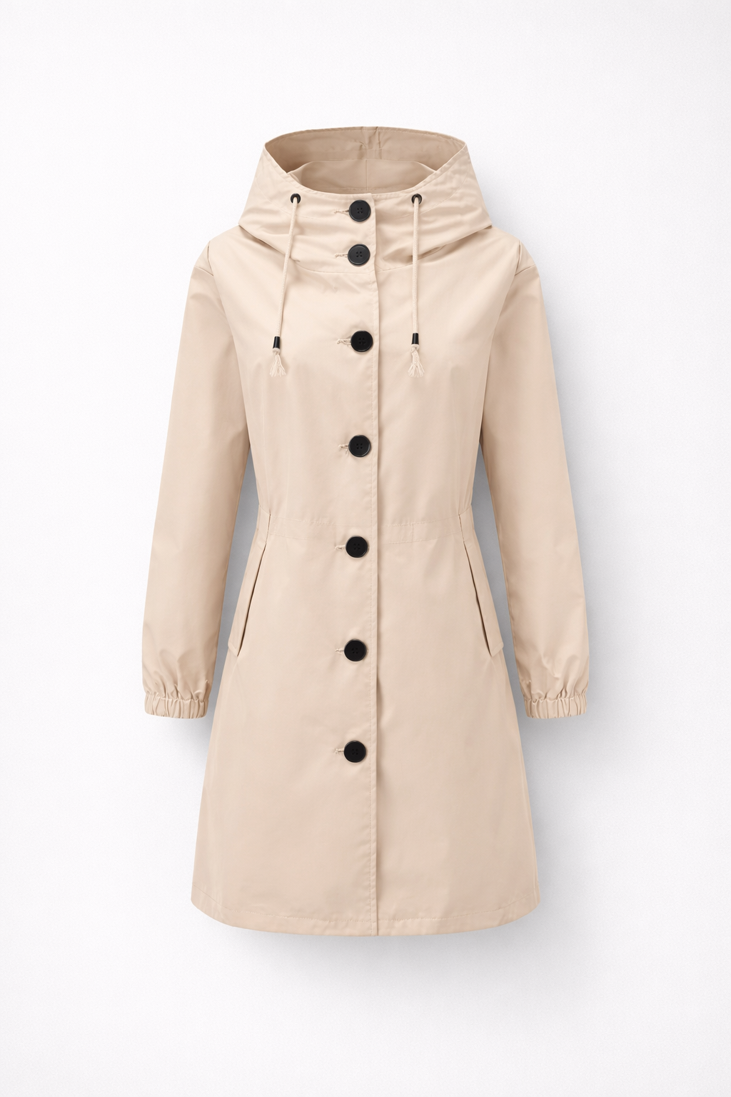 Waterdichte Dames Tussenjas met Capuchon en Knoopsluiting