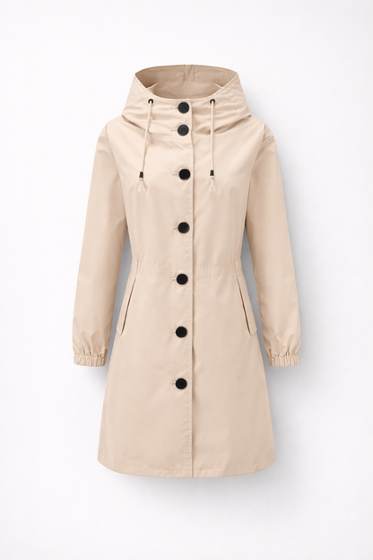 Waterdichte Dames Tussenjas met Capuchon en Knoopsluiting