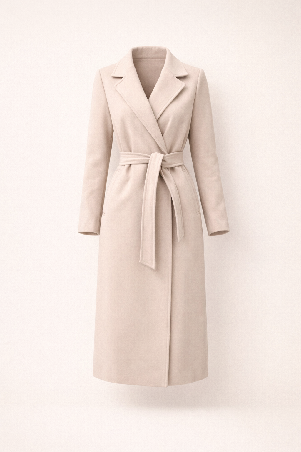 Warme Dames Lange Manteljas met Ceintuur en Reverskraag