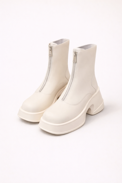 Stijlvolle Dames Enkellaarsjes met Rits en Warme Voering