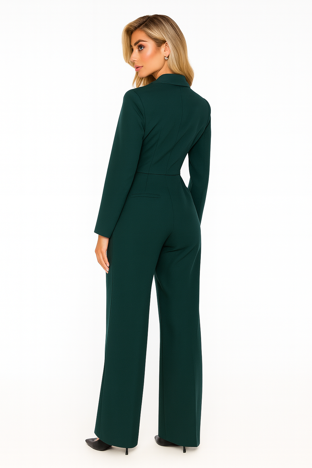 Chique Getailleerde Dames Jumpsuit met Lange Mouwen en Blazerkraag