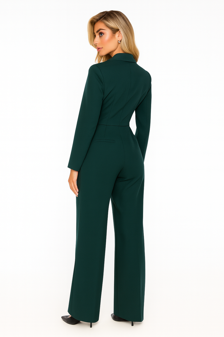 Chic Tailored Women's Jumpsuit with Long Sleeves and Blazer Collar