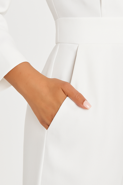 Chique Getailleerde Dames Jumpsuit met Lange Mouwen en Blazerkraag