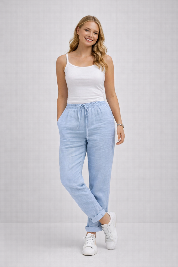 Pantalon Décontracté pour Femme avec Taille Élastique et Cordon
