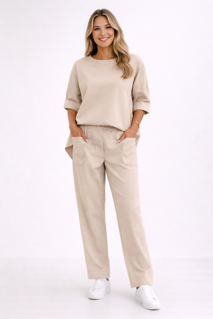 Ensemble Décontracté de Loungewear pour Femme avec Haut Ample et Pantalon Large