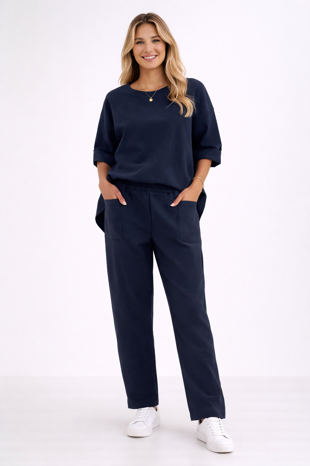 Ensemble Décontracté de Loungewear pour Femme avec Haut Ample et Pantalon Large