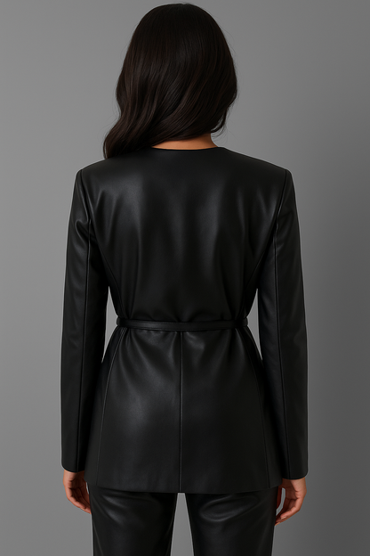 Bethany | Black Leather Chic Blazer