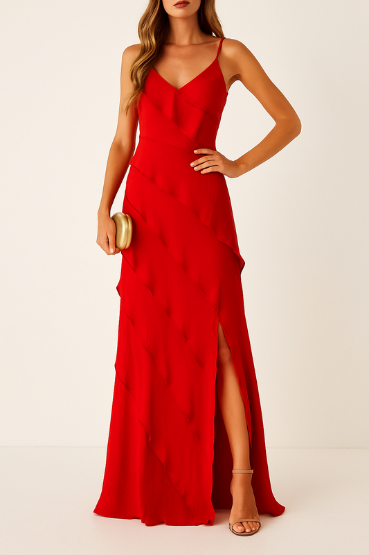 Orseline | Galajurk Romantische Ruffle Maxi-Jurk