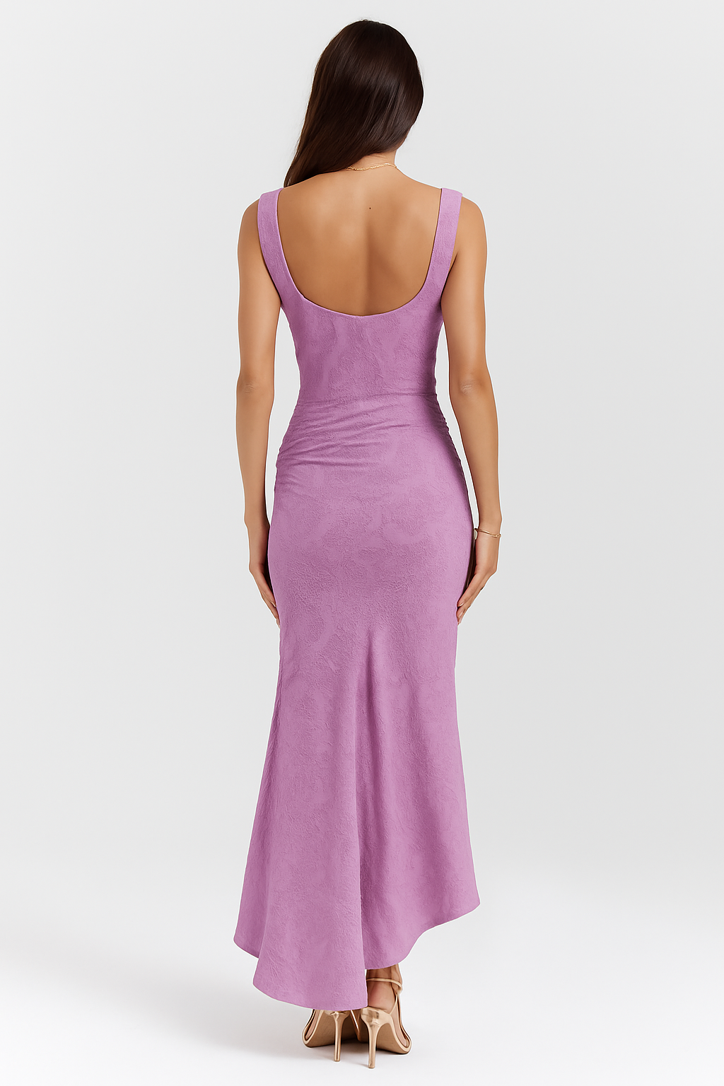 Youna | Elegante Midi Jurk met Asymmetrische Rok en Corsetdetail