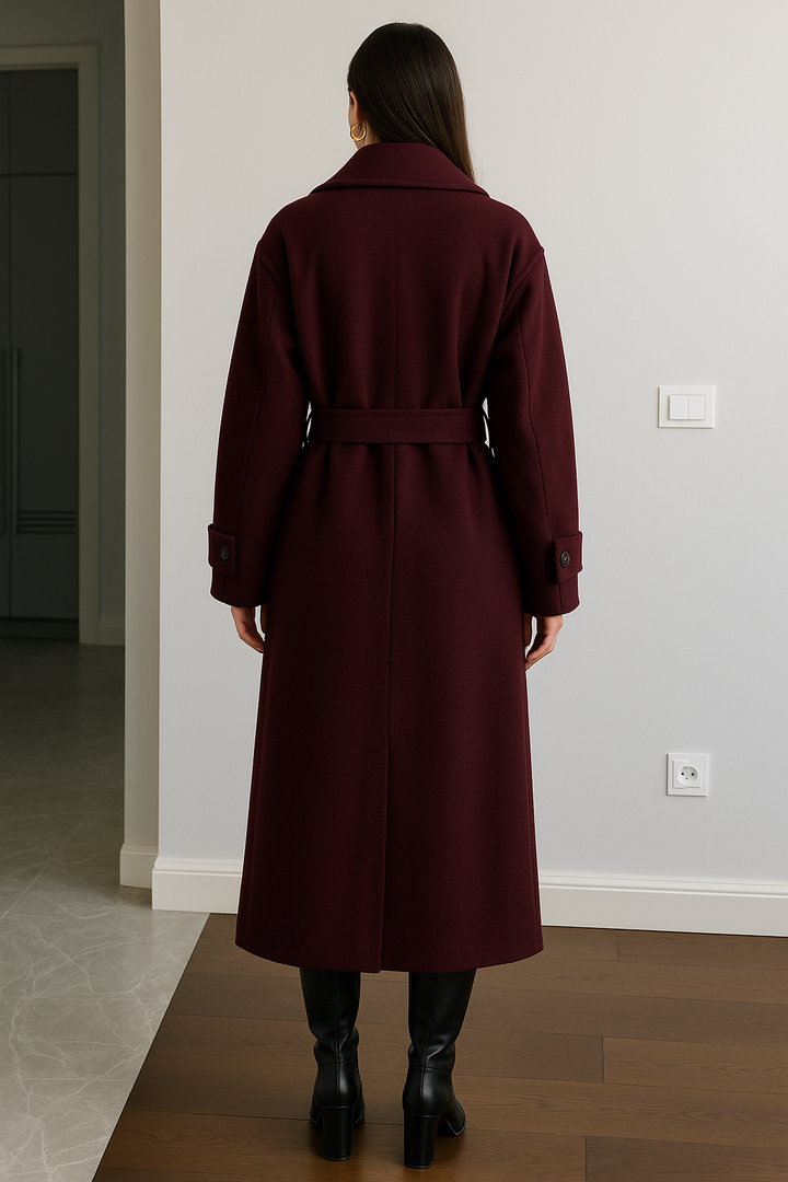 Leonie | Manteau long bordeaux élégant