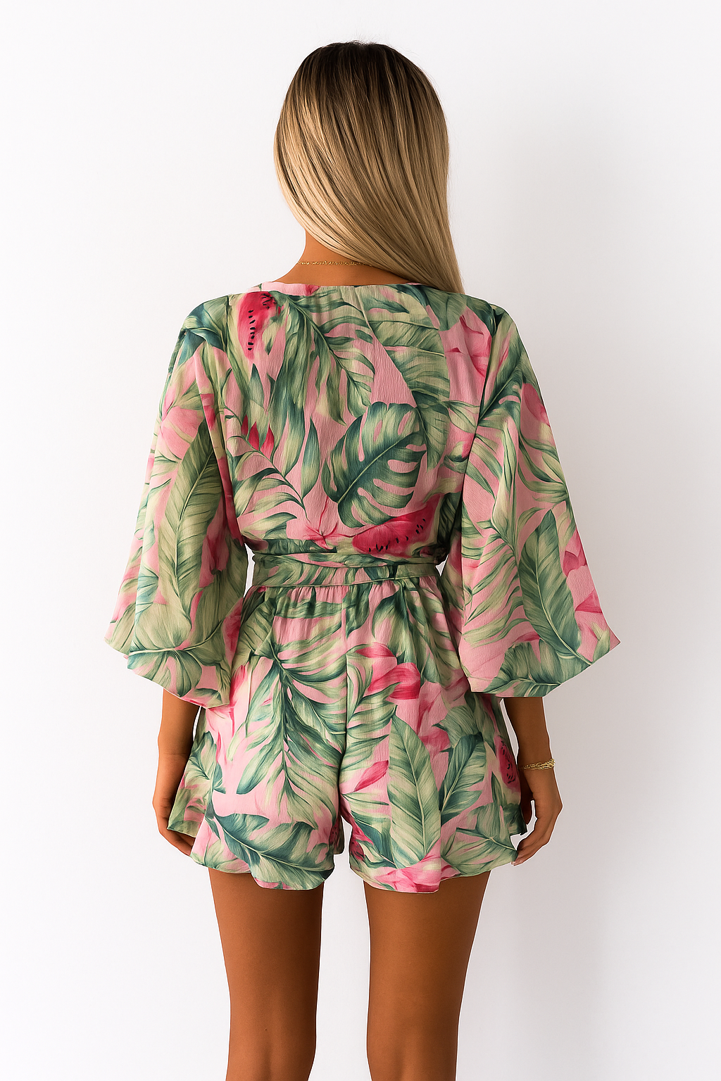 Irene | Chiffon Playsuit met Tropische Print