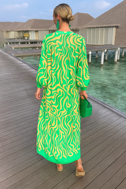 Arla | Zomerse Boho Kaftanjurk met Diepe Halslijn