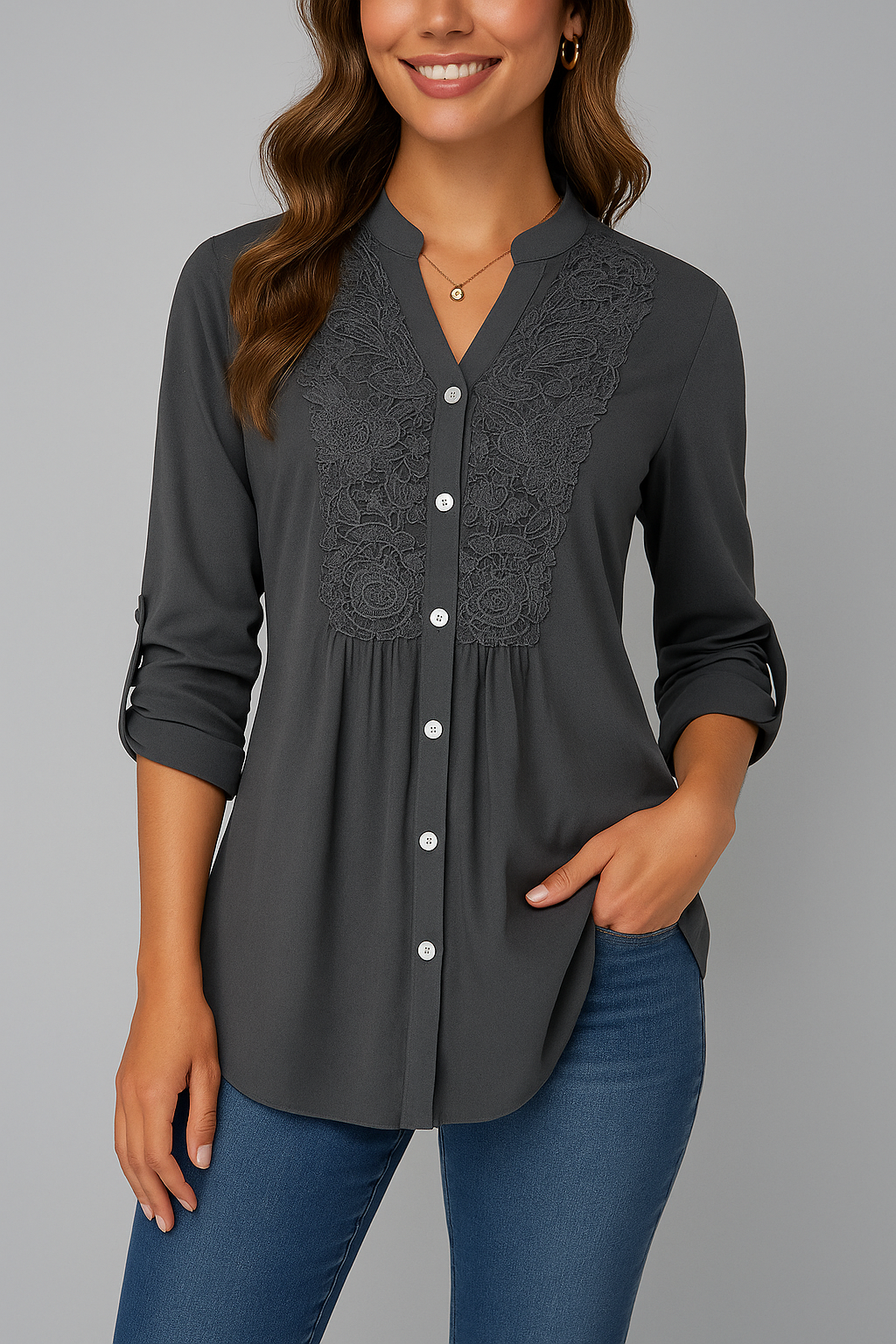 Jessicah | Elegante Tuniekblouse met Kantdetail
