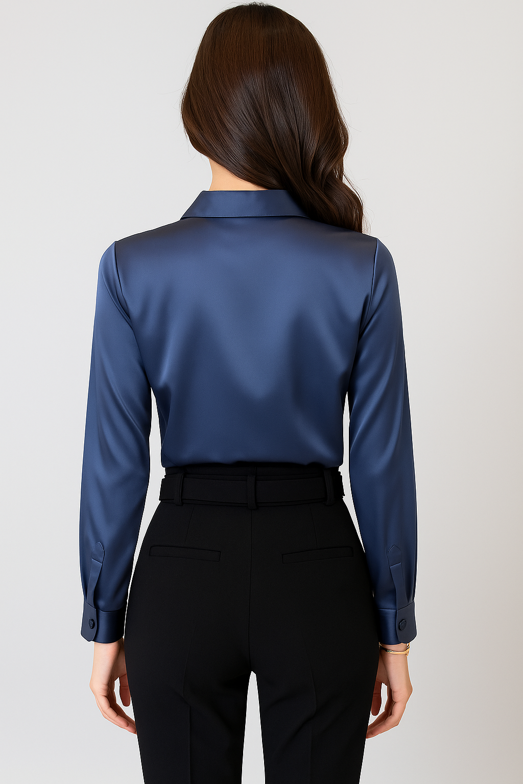 Karena | Satin Blouse with Collar and Long Sleeves