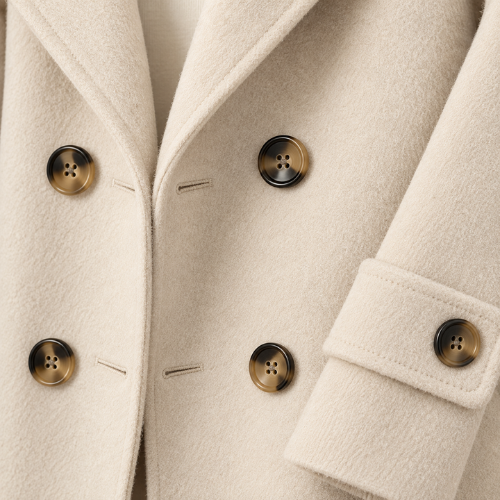 Structured Short Women's Jacket with Double-Breasted Button Closure