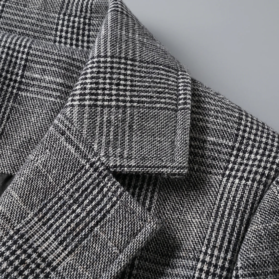 Getailleerde Geruite Dames Blazer met Reverskraag en Klepzakken