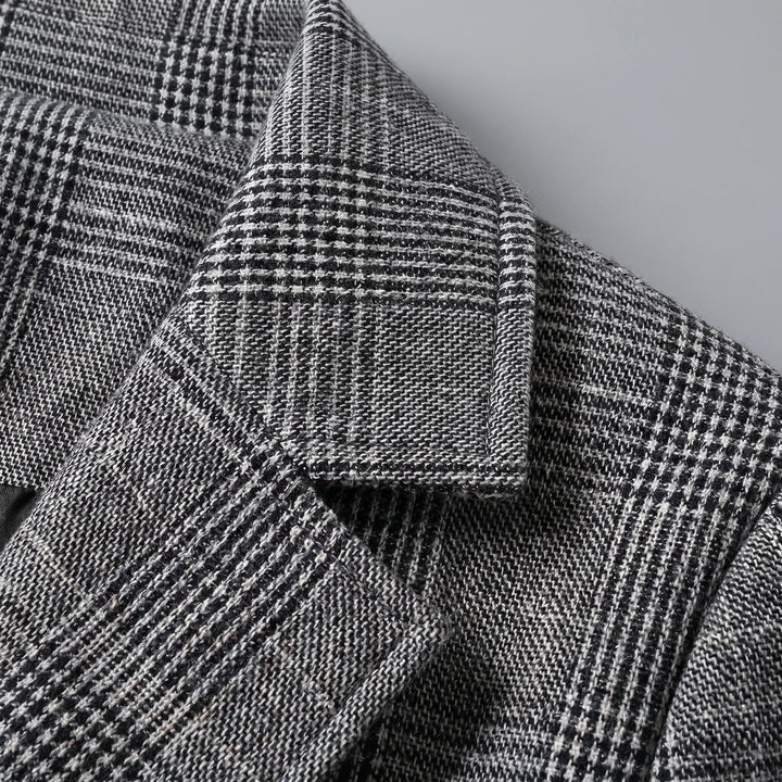 Getailleerde Geruite Dames Blazer met Reverskraag en Klepzakken