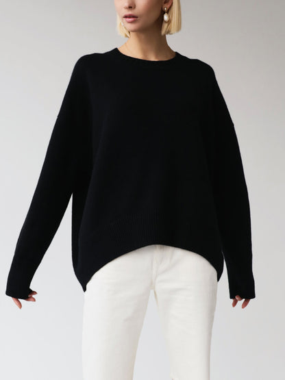 Oversized Gebreide Vrouwen Trui met Lange Mouwen