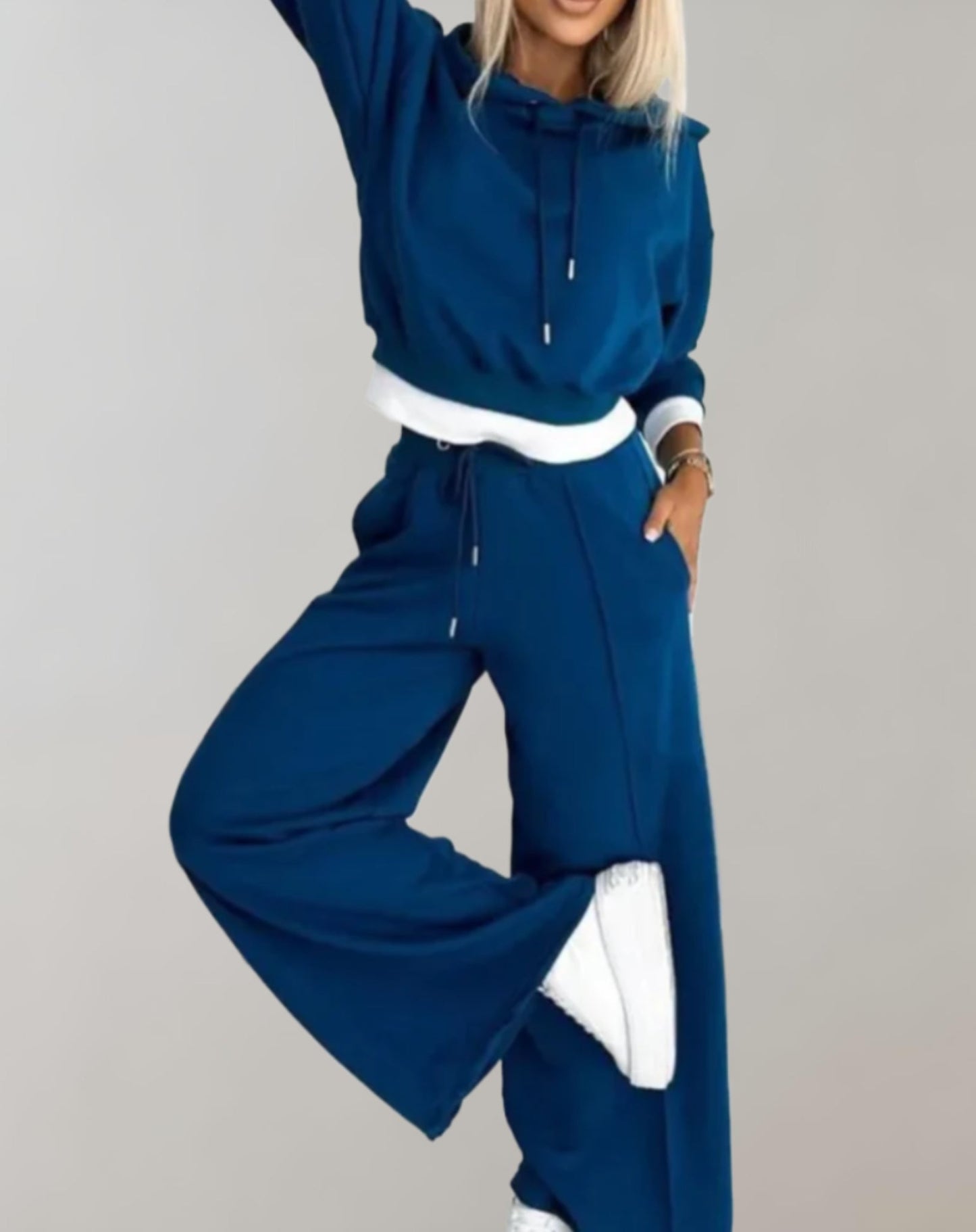 Stijlvol comfortabel dames loungepak met wijde broek