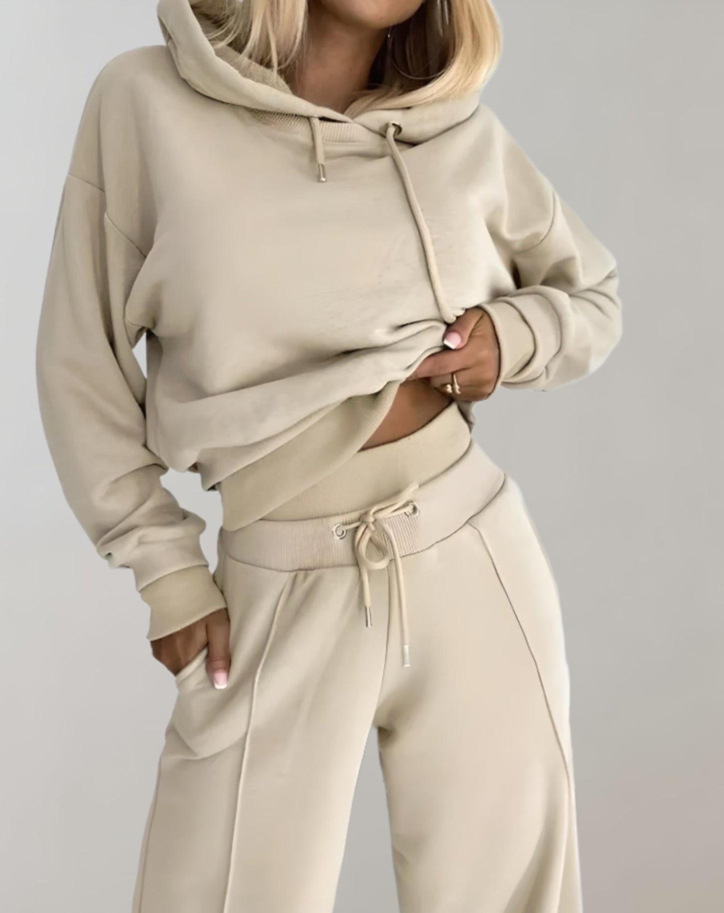 Stijlvol comfortabel dames loungepak met wijde broek