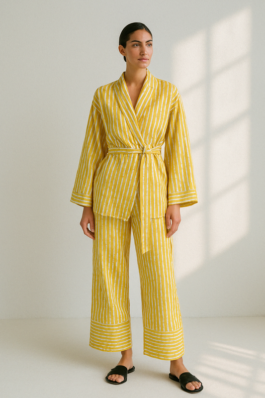 Jandy | Gestreept Loungewear Set met Kimono Touch