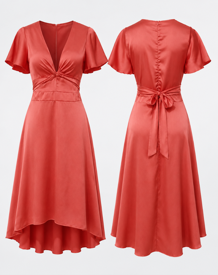 Robe midi pour femmes avec détails noués et coupe confortable